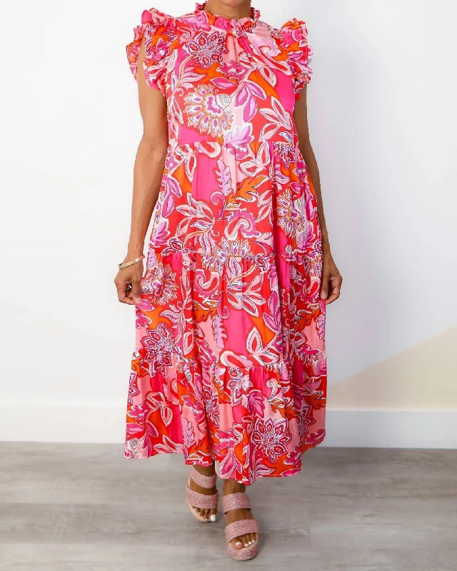 Women's Evening Garments Winter Warm - Up Sale Pretty In Paisley Maxi Dress In Pink Paisley