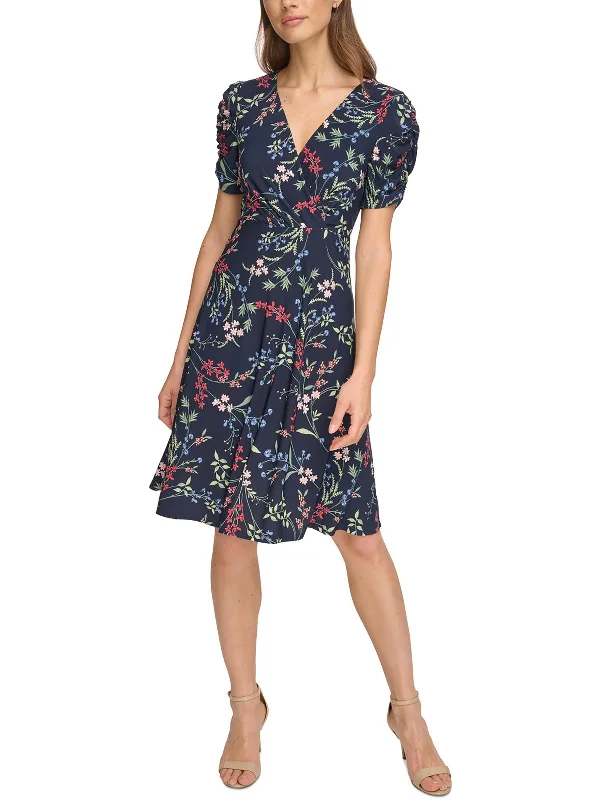 Women's Elegant Outfit Flowy Fabric Womens Floral Print Polyester Fit & Flare Dress