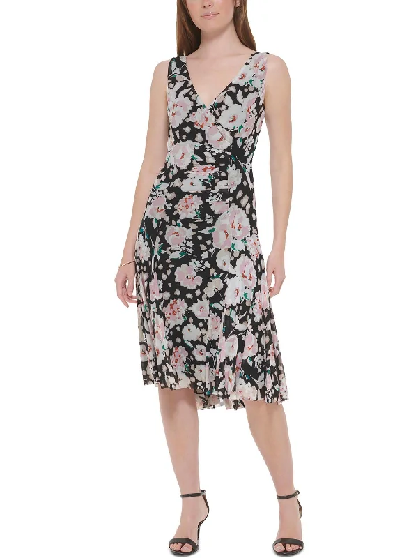 Women's Elegant Evening Outfit Feminine Grace Womens Floral Print Polyester Sheath Dress