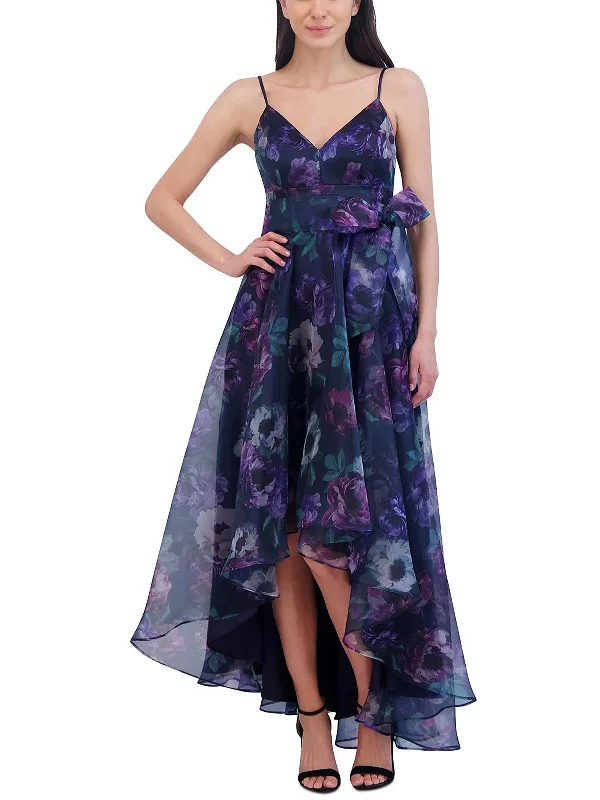 Women's Outerwear Attire Weekend Special Womens Floral Print Hi-Low Evening Dress