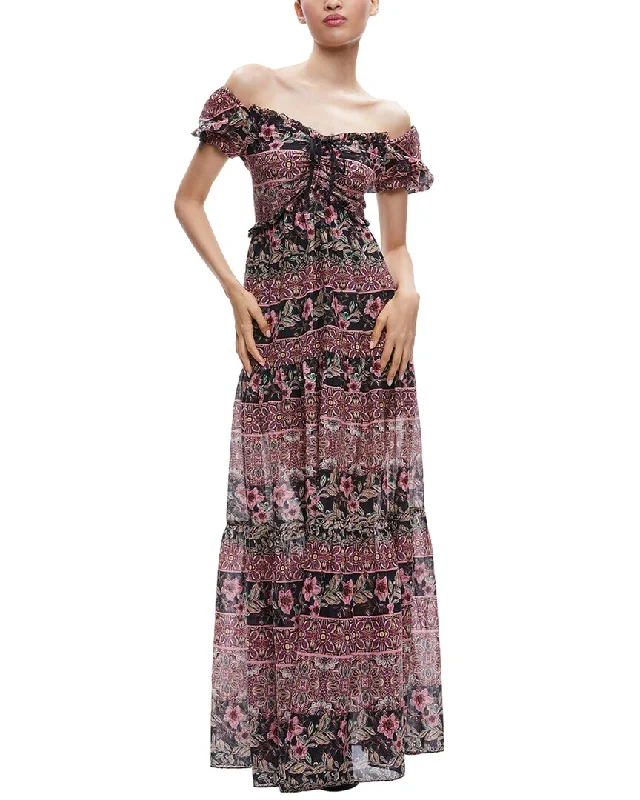 Stylish Women's Attire Feminine Soft - Hued Look alice + olivia Andrea Tiered Silk-Blend Maxi Dress