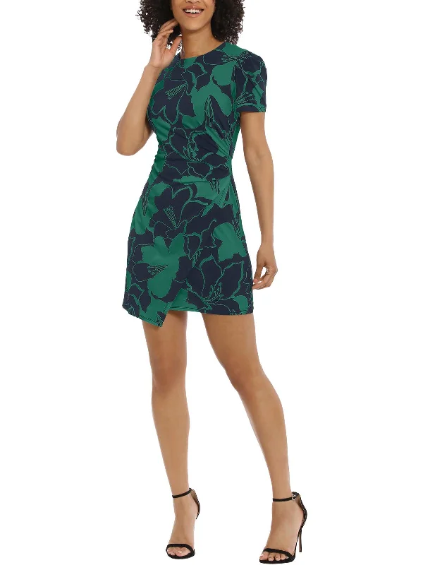 Women's Professional Clothes Effortless Sophistication Womens Floral Print Short Mini Dress