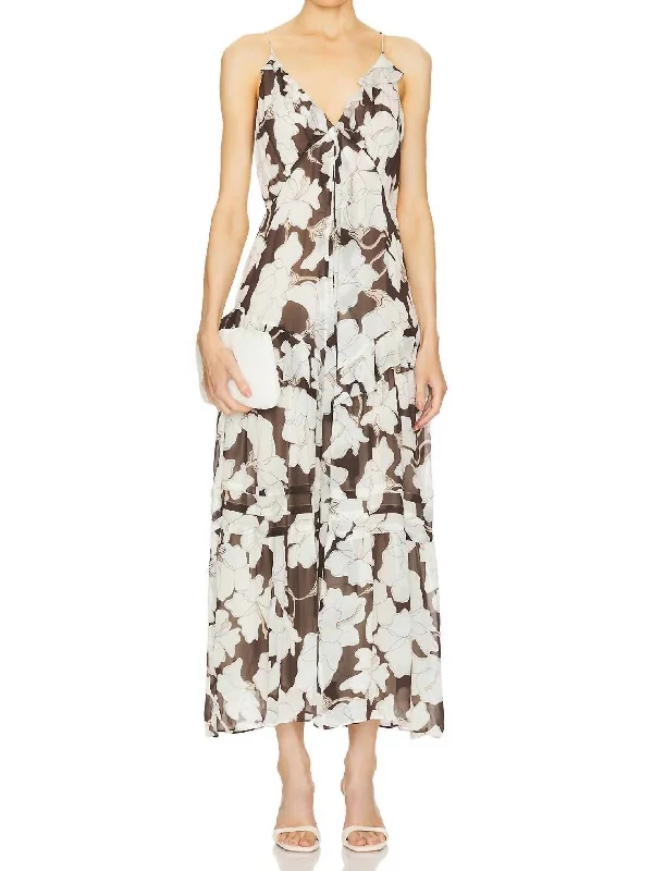 Women's Holiday Clothing Limited Quantities Boa Maxi Dress In Mocha Floral