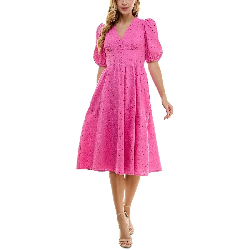 Formal Garments For Women Charming Silhouette Juniors Womens Eyelet Cotton Midi Dress