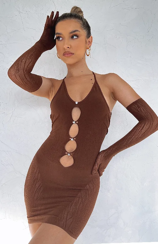 Women's Functional Outfit For Outdoor Activities Link Up Mini Dress Chocolate