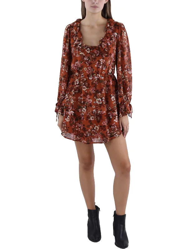 Casual Garments For Women Winter Warm - Up Sale Womens Floral Print Above Knee Mini Dress