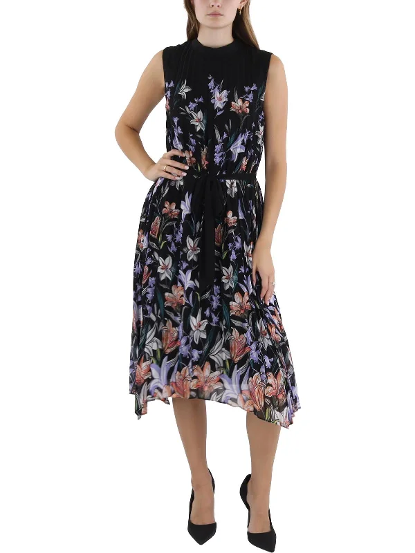 Women's Comfortable Lounge Attire End - of - Month Blowout Womens Floral Pleated Midi Dress