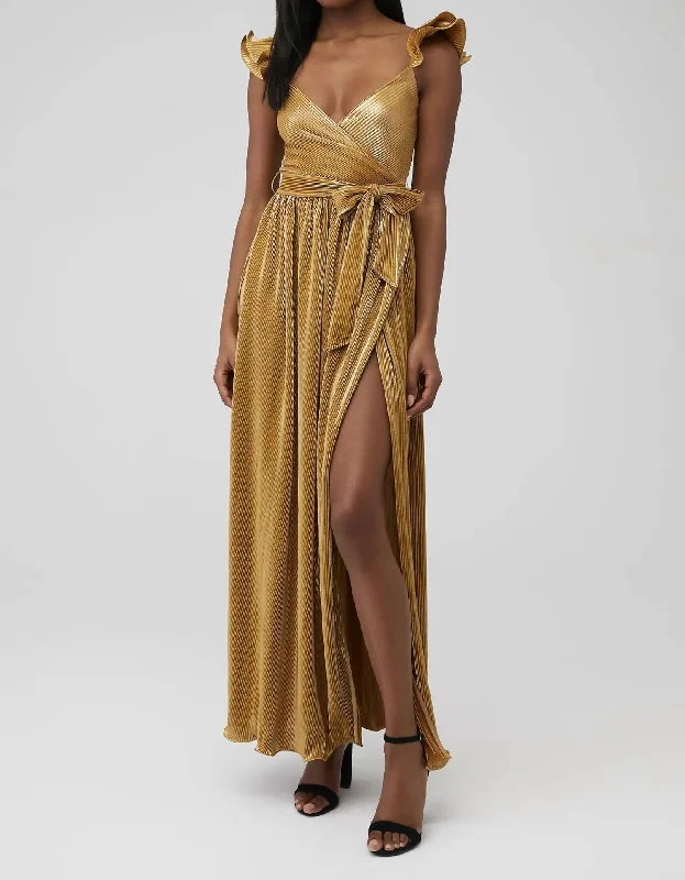 Women's Work Outfit Lighten Up with Nordic Styles Imara Maxi Dress In Gold