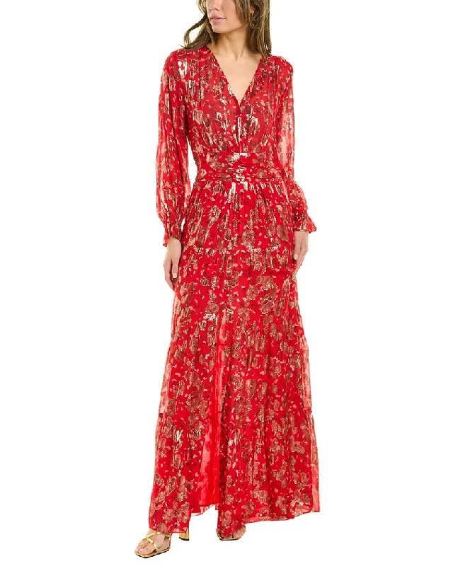 Women's Stylish Professional Garments Charming Silhouette ba&sh Tila Silk-Blend Maxi Dress