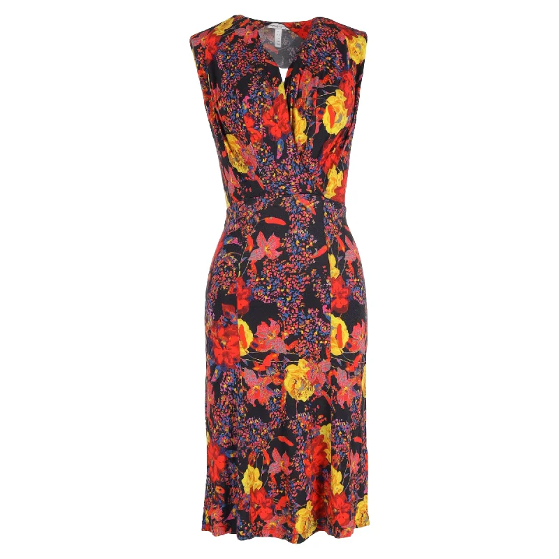 Women's Evening Clothing Feminine Soft - Hued Look Erdem Knee-Length Floral Print Dress in Multicolor Viscose