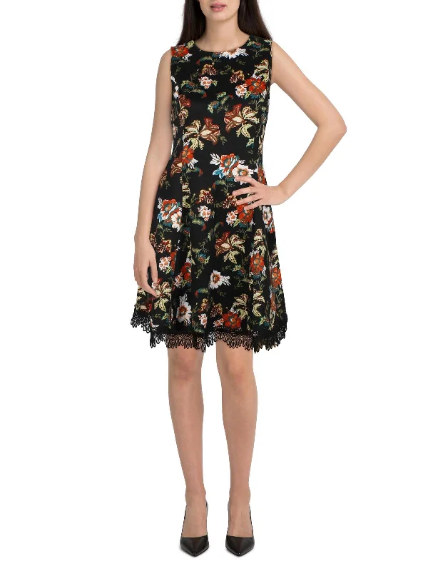 Women's Vintage Clothes Urban Sophistication Womens Floral Knee Fit & Flare Dress