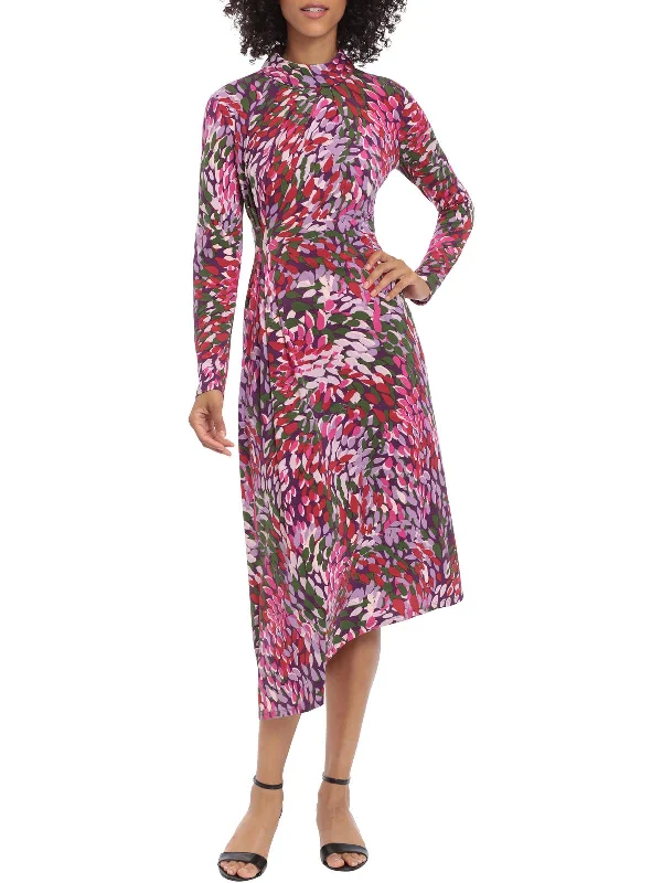 Women's Trendy Casual Outfit Fashion-Forward Style Womens Printed Calf Midi Dress