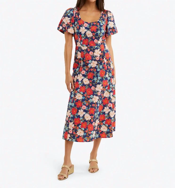 Women's Elegant Evening Attire Seasonal Trend Julianne Midi Dress In Blooming Peony