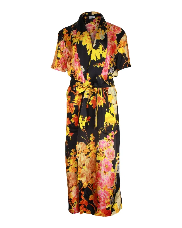 Women's Formal Event Attire Y2K Nostalgic Fashion Look Dries Van Noten Charly Floral Tie-Front Wrap Dress in Multicolor Viscose