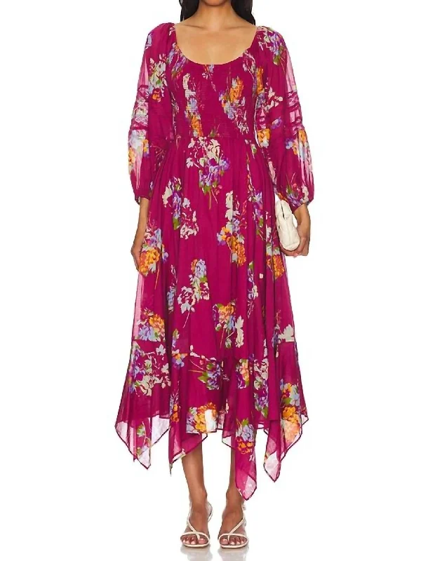 Women's Casual Garments Elevated Style Morning Glory Maxi Dress In Plum