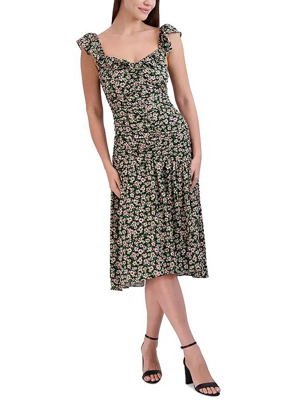 Women's Vintage-Inspired Outfit Chic Urban Fashion Look Plus Womens Floral Print Spring Midi Dress