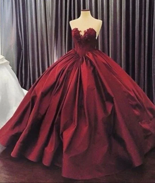 Women's Trendy Apparel Hollywood Glam Award - Show Style Sweetheart Neck Ball Gown Satin Prom Dresses Lace Appliques Women Dresses   cg15647