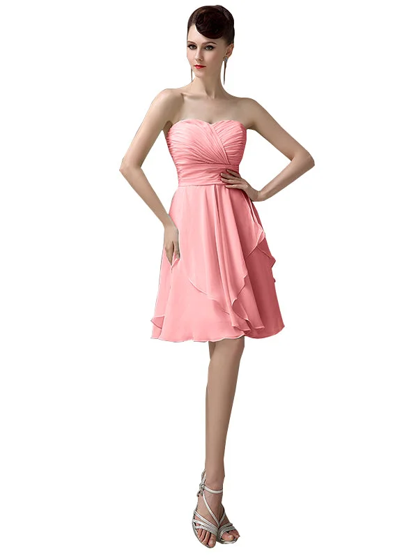 Women's Occasion Wear Clothing Limited Quantities Sweetheart Chiffon A-line Knee-Length Short Bridesmaid Dresses