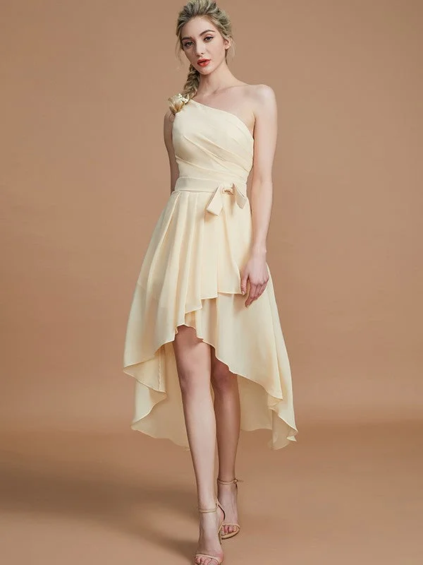 Affordable Fashion Clothing For Women Limited - Edition Drops A-Line/Princess One-Shoulder Sleeveless Layers Asymmetrical Chiffon Bridesmaid Dresses