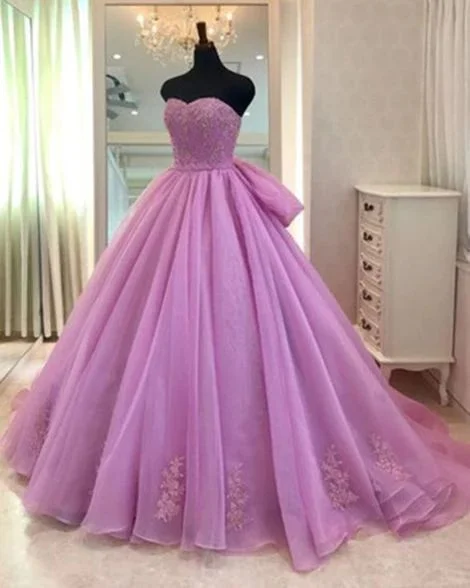 Women's Vintage Attire Sweetheart neck lavender tulle formal prom gown, evening dress  cg5446