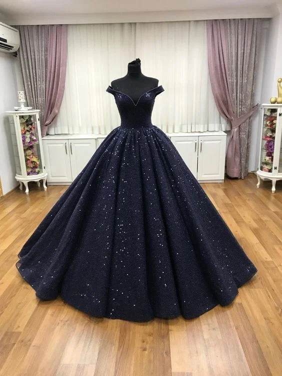 Women's Effortless Casual Outfit Navy blue ball gown prom dress  cg5864