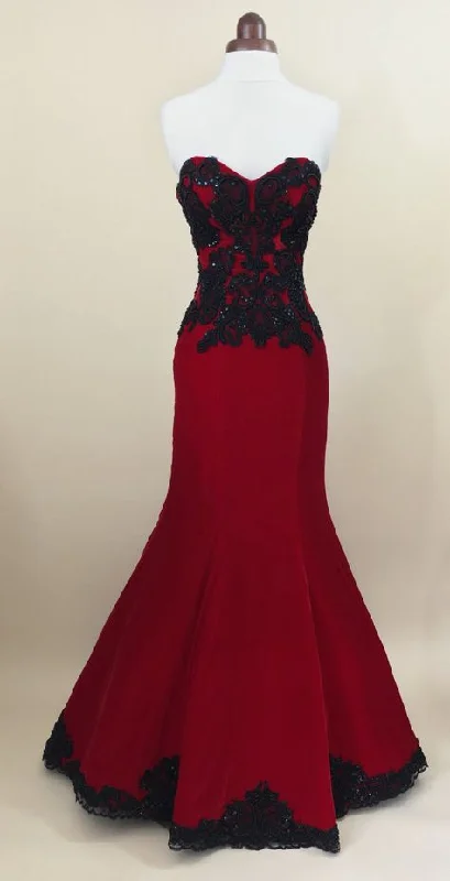 Women's Holiday Clothing Red ball gown, prom dress, evening gown, party dress, long dress, velvet dress  cg6872