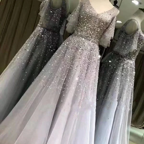 Women's Travel Garments Charming Prom Dress,Tulle Prom Gown, Beading Prom Dress, A-Line Prom Gown   cg9459