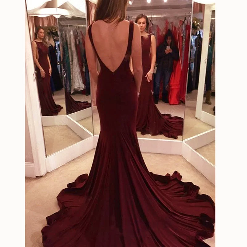 Women's Trendy Casual Outfit Effortless Sophistication New Red Fitted Evening Gown Long Prom Party Dress vestidos longos abendkleider 2018