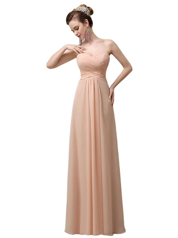 Women's Transitional Apparel Flash Deals Charming A-line Sweetheart Sleeveless Floor-Length Long Bridesmaid Dresses