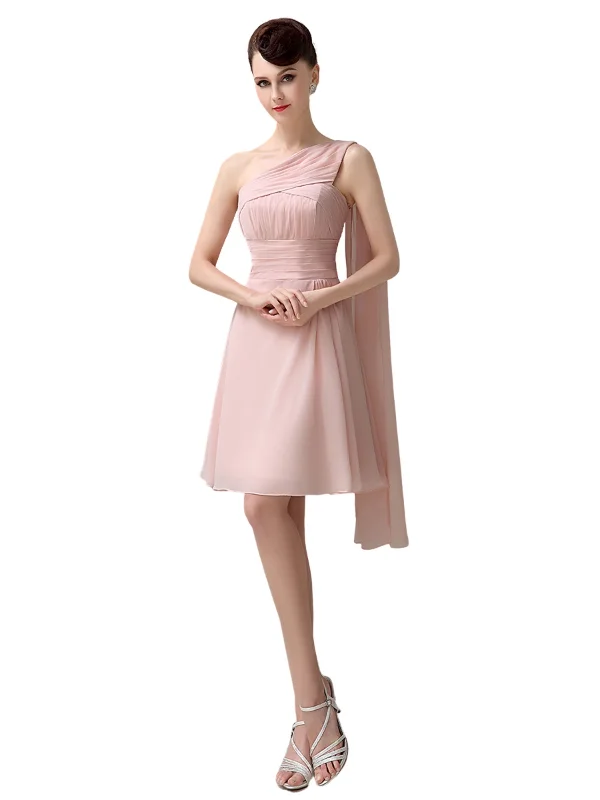 Women's Versatile Apparel Holiday Sale Cute Chiffon One Shoulder Unique Cheap Short Bridesmaid Dresses Online