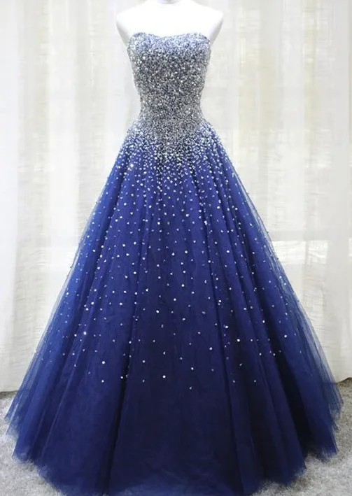 Women's Holiday Clothing Gorgeous Sparkle Blue Sweet 16 Dress, Handmade Beaded Formal Gown, Junior Prom Dress  cg7802