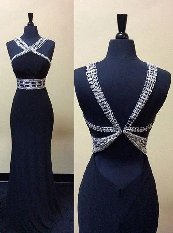 Women's Outerwear Attire Navy Blue Prom Dresses,Elegant Evening Dresses,Long Formal Gowns,Beaded Party Dresses,Chiffon Pageant Formal Dress cg5503