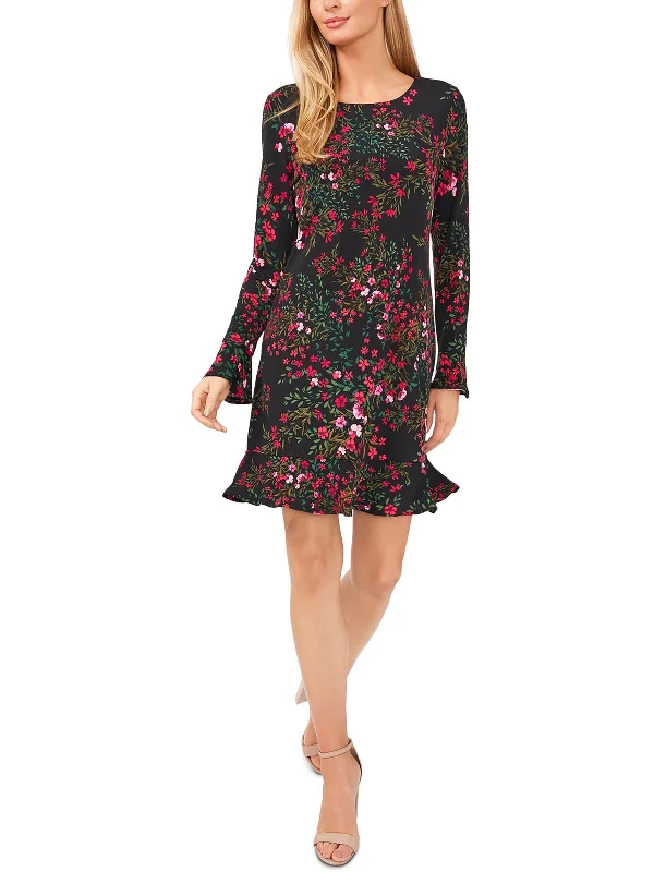 Women's Date Night Outfit Tropical Island - Inspired Attire Holiday Affair Womens Long Sleeve Floral Midi Dress