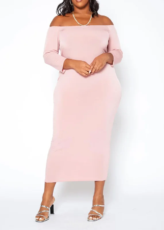 Formal Garments For Women Elevated Style Plus Size Women Sincere Off Shoulder Bodycon Maxi Dress