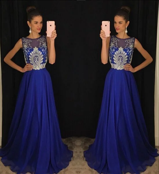 Women's Elegant Clothes Prom Dresses,Evening Dress,Royal Blue Prom Dresses,Royal Blue Prom Dress,Silver Beaded Formal Gown  cg7974