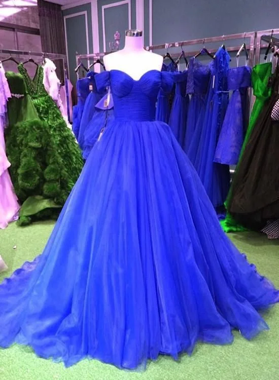 Women's Formal Event Attire Beautiful Dark Blue Tulle Sweetheart Formal Dress, Elegant Ball Gown Prom Dresses  cg5665