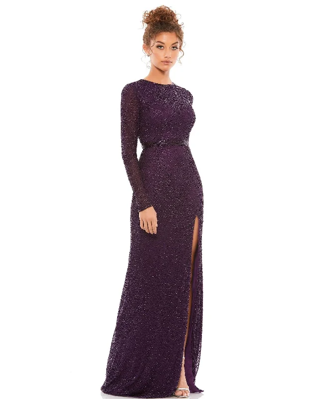 Timeless Women's Clothes Sophisticated Cut Mac Duggal 5056 Formal Beaded Long Sleeve Dress