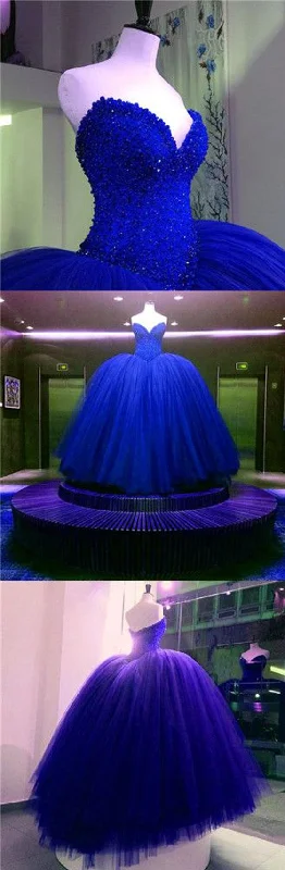 Comfortable Garments For Women Affordable Gorgeous Sweetheart Royal Blue Ball Gown Long Evening Prom Dresses   cg10199