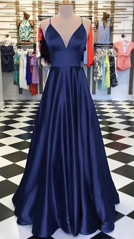 Women's Casual Wear Clothes Casual Elegance A-Line Long Satin V-Neck Prom Dresses Formal Evening Gowns   cg14645