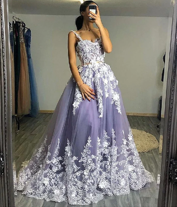 Women's Formal Event Attire PURPLE LACE LONG PROM GOWN FORMAL DRESS    cg10755