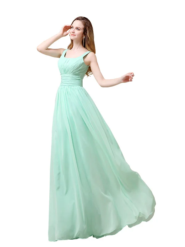 Women's Clothes And Apparel Sets Great Deals on Ethnic Cultural Wear Shoulder Strap A-line Chiffon Elegant Floor-Length Long Bridesmaid Dresses