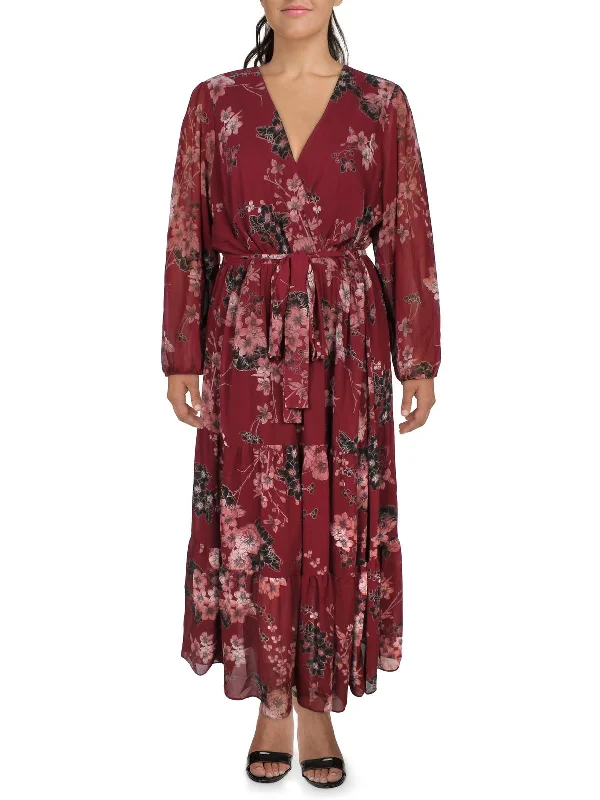 Women's Weekend Outfit Hollywood Glam Award - Show Style Womens Floral Print Chiffon Maxi Dress