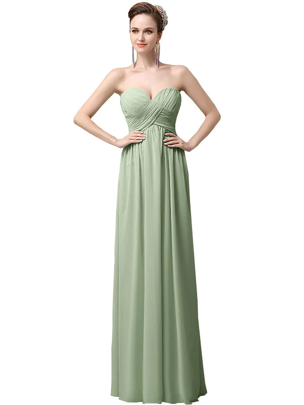 Women's Everyday Apparel Big Savings on Minimalist Office Styles Simple A-line Sweetheart Chiffon Floor-Length Long Bridesmaid Dresses