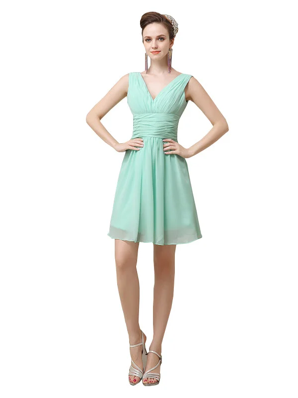 Women's Contemporary Apparel Early Access to Art Deco Styles Sale Pretty V-neck A-line Knee-Length Short Bridesmaid Dresses