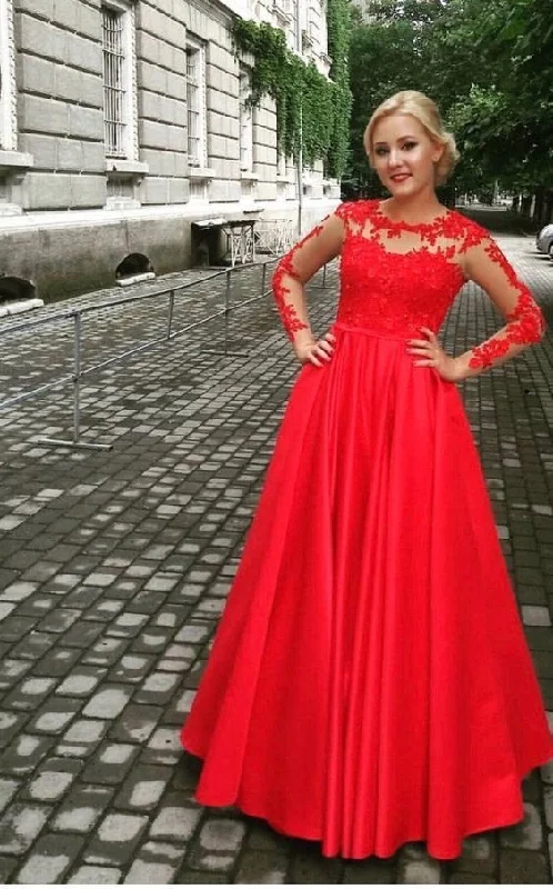 Women's Activewear Garments Red Long Sleeve Evening Gown Dress Long Sleeves prom dress  cg10001