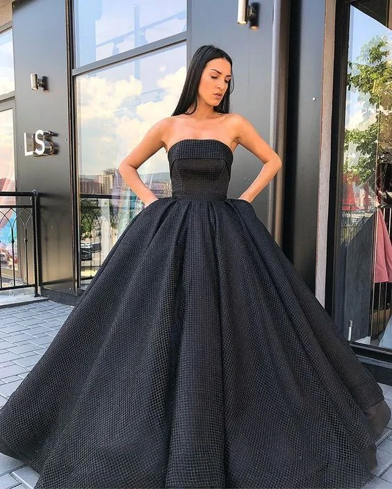 Women's Classic Attire Winter Warm - Up Sale Black prom dresses satin ball gown evening dress   cg16708