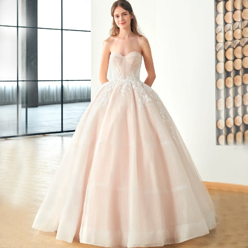 Trendy Athleisure Clothing For Women Clearance Event Strapless Tulle A-line Wedding Dress with Sweetheart Neckline