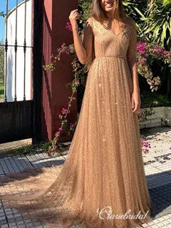 Women's Casual Apparel For Weekends Flash Sale Lovely Long Sleeves Shiny Sequin Tulle Wedding Dresses