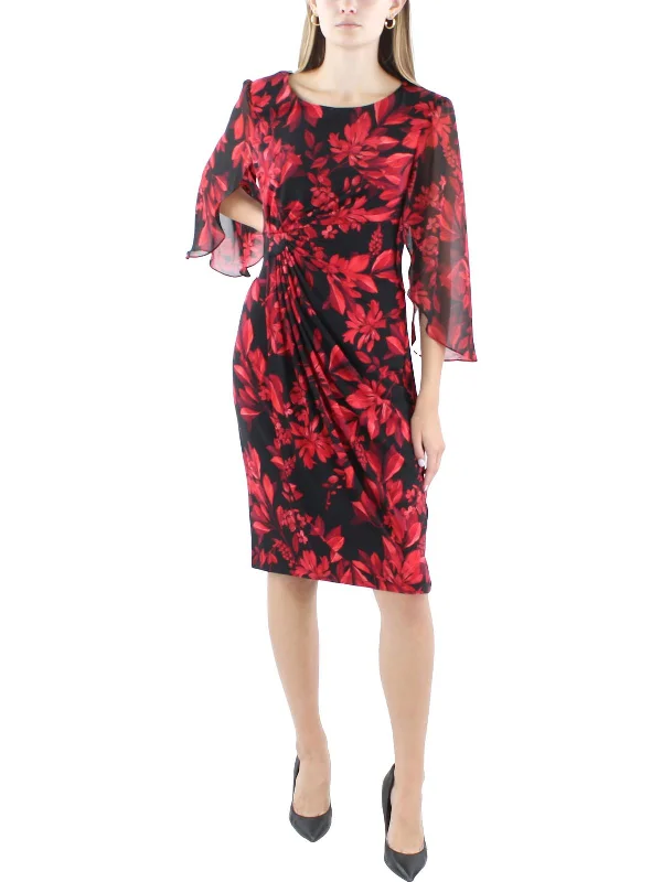 Women's Attire Last Chance Sale Womens Knee Length Floral Print Sheath Dress