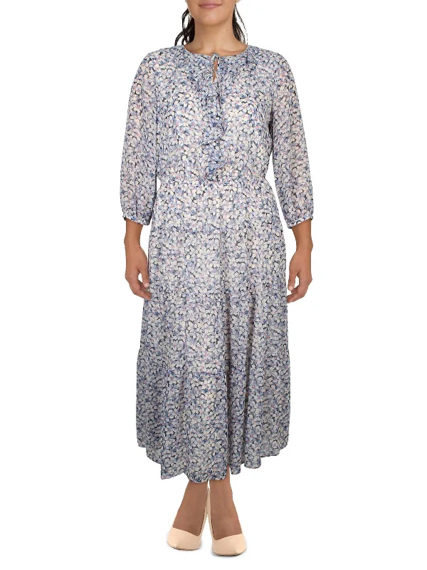 Women's Transitional Outfit Disco - Inspired Retro Dance Look Womens Floral Print Georgette Maxi Dress